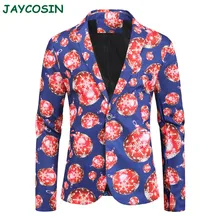 JAYCOSIN, мужская одежда с рождественским принтом размера плюс, Блейзер, куртки, пальто, модный костюм с длинным рукавом, Мужской приталенный костюм, Осень-зима 1118