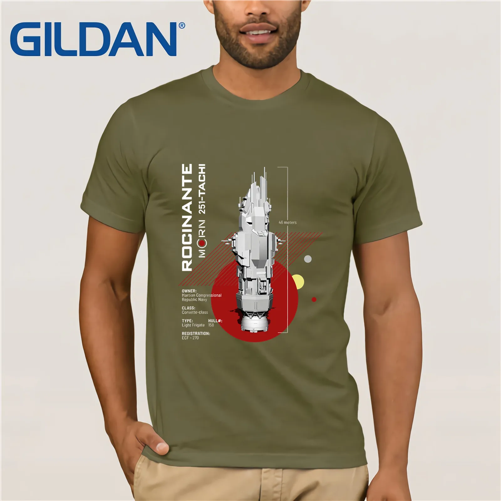 The Expanse Rocinante shipping Летняя мужская футболка с коротким рукавом - Цвет: army green