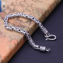 S925 Стерлинговое серебро ювелирные изделия Ретро тайский серебряный Национальный стиль для мужчин и женщин Личность популярный узор мира квадратный браслет