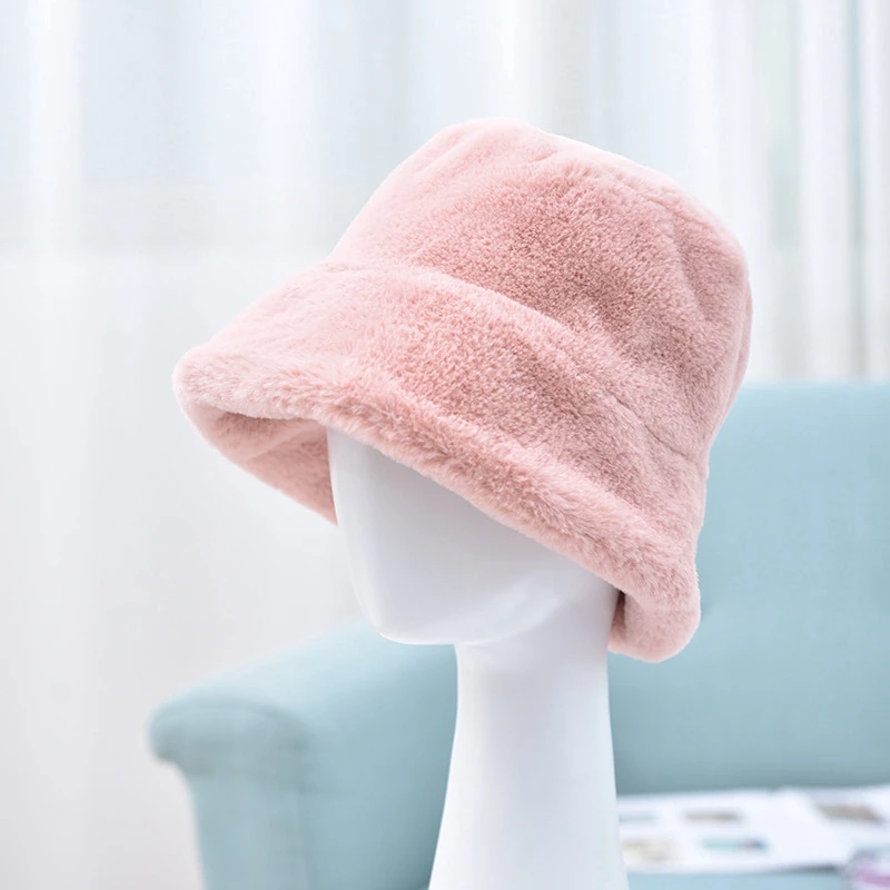 Новая плюшевая Рыбацкая шляпа женская осенняя и зимняя теплая шапка для бассейна Корейская версия простой и простой широкополой шляпы