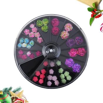 

1 Set 12 Colors Manicure Accessories Rose Charm Multicolored Nail Stickers DIY Accessories Rose Flower Nail Art for Girls
