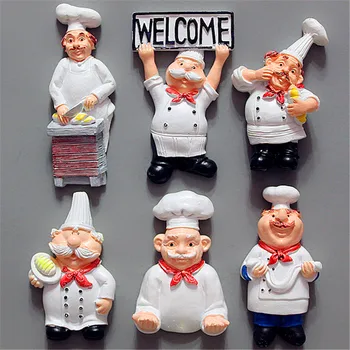 

3D Refrigerator Magnets Sticker Resin Cartoon Creative Bread Chef Cook Characters Home Decoration