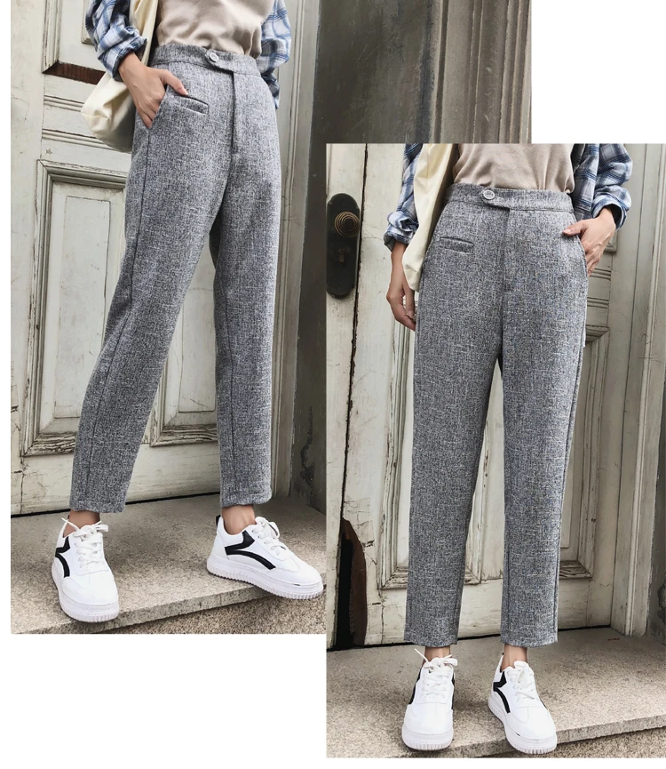 pantalones mujer cintura alta, рубашки, брюки-карго, Женские повседневные длинные штаны на пуговицах, 2116 50