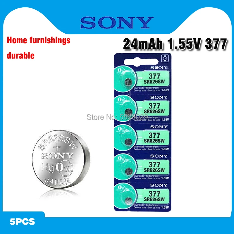NEW SONY Original 5pcs 1.55V 377 376 SR626SW 626 SR626 V377 AG4 Watch Battery Button Coin Cell For Toys MADE IN JAPAN|Button Cell Batteries| - AliExpress