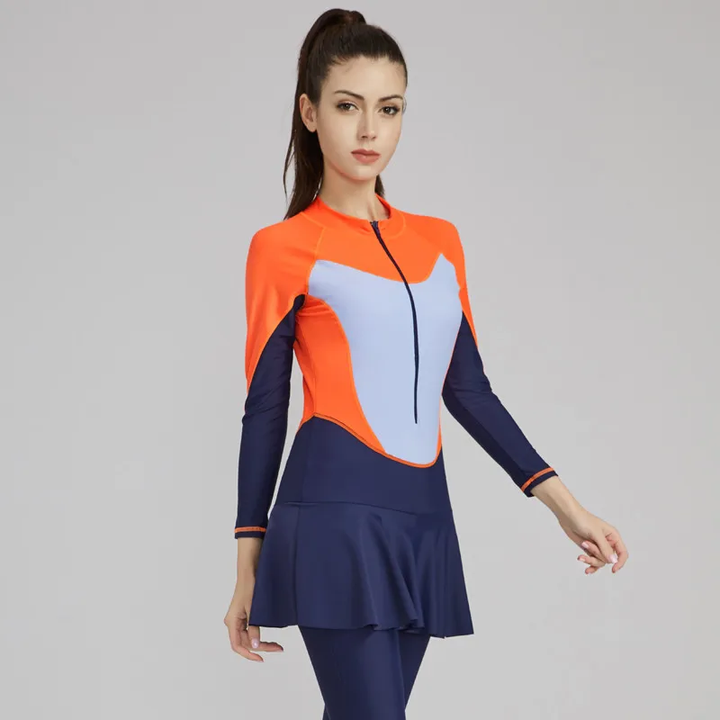 women one piece sport swimsuit summer surfing suit 2020 newest beach wear long sleeves long pants bathing suit maillot de bain