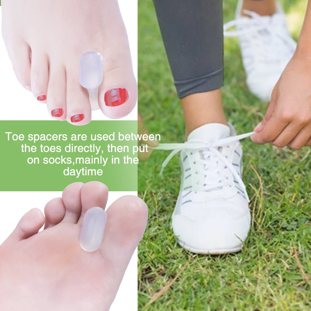 4pcs Silicone Gel Toe Separator Straightener Corrector Hallux Valgus Pain Friction Pressure Feet Care Tool D1294/D1297