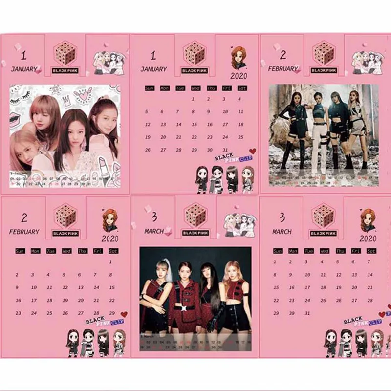 K-pop серия BLACKPINK Настольный двухсторонний календарь для девочек фото Настольный календарь для фанатов коллекция подарок вокруг