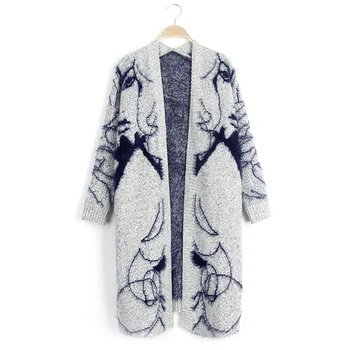 

2019 Women Knitted Cardigan Casual Outwear Loose Female Sweater Gray Ladies femme Cardigans