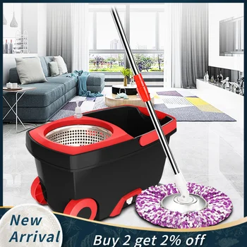 

Household Cleaning Spin Mop Upgraded Stainless Steel Microfiber 360 Rotating Mop And Bucket Kit Floor Clean Швабра С Отжимом