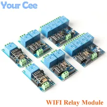 ESP8266 5 в 12 в 1, 4-Канальный Релейный модуль Wi-Fi, умный дом, пульт дистанционного управления, переключатель ESP01, Wi-Fi, беспроводной модуль, приложен...