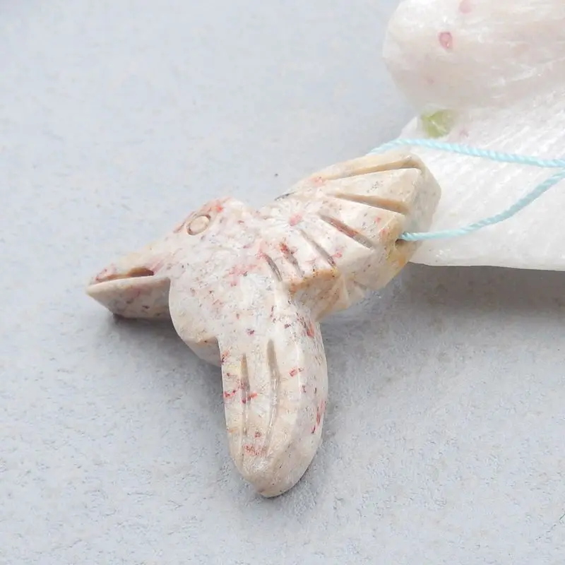 Natural Stone Carved Bird Indonesian Coral Necklace Pendant 38x36x10mm 13g Semiprecious Stone Trendy Jewelry Accessories