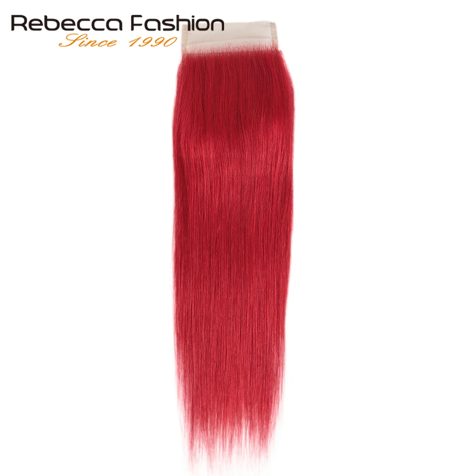 Rebecca красные пряди с закрытием бразильские прямые человеческие волосы красные 3 пряди с закрытием Remy
