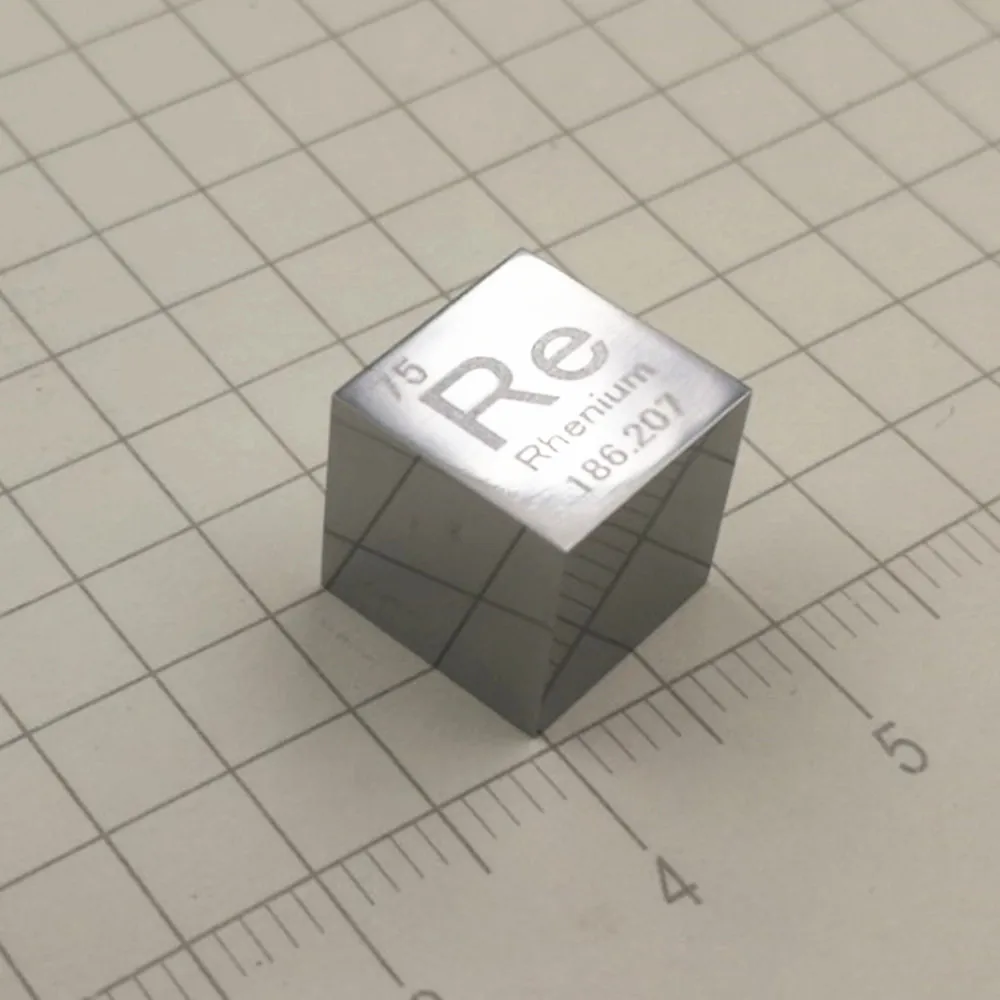 Rhenium Cube Re Металл высокой чистоты полированный Сияющий драгоценный супер металлический элемент исследования разработки простое вещество 10x10x10 мм