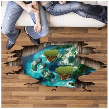 

3D Fantastic Island Floor Stickers For Living Room Bedroom Home Decor PVC Removable Wall Decals Decorative Stickers Wallpapers