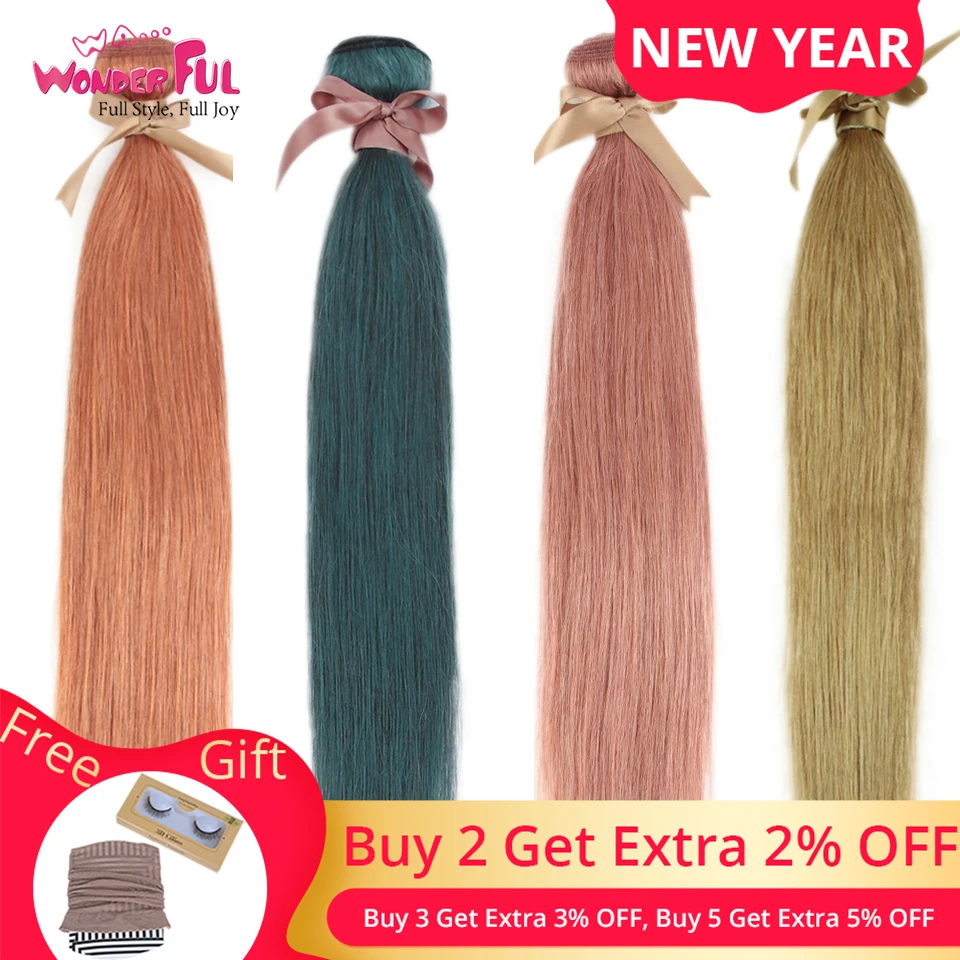 Чудесные золотые светлые волосы для наращивания 30 # синие оранжевые розовые 8