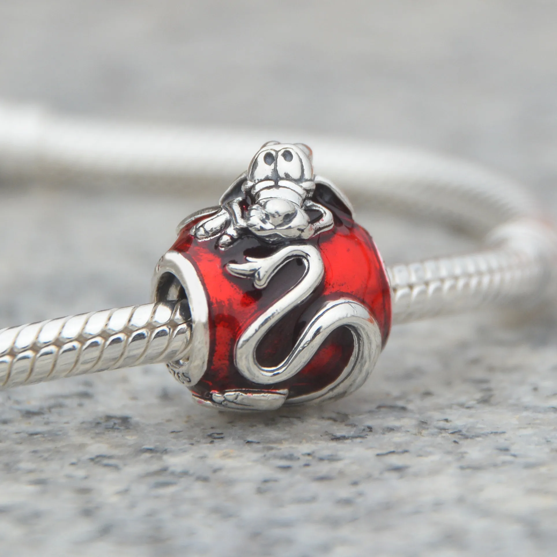 Disney Mulan Mushu Silver & Red European Bracelet Charm UK Seller