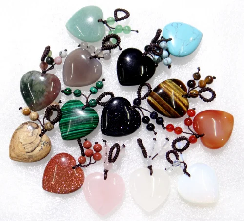 Подвеска в форме сердца из натурального камня тигровый глаз 30 мм 6 шт.|Подвески| |