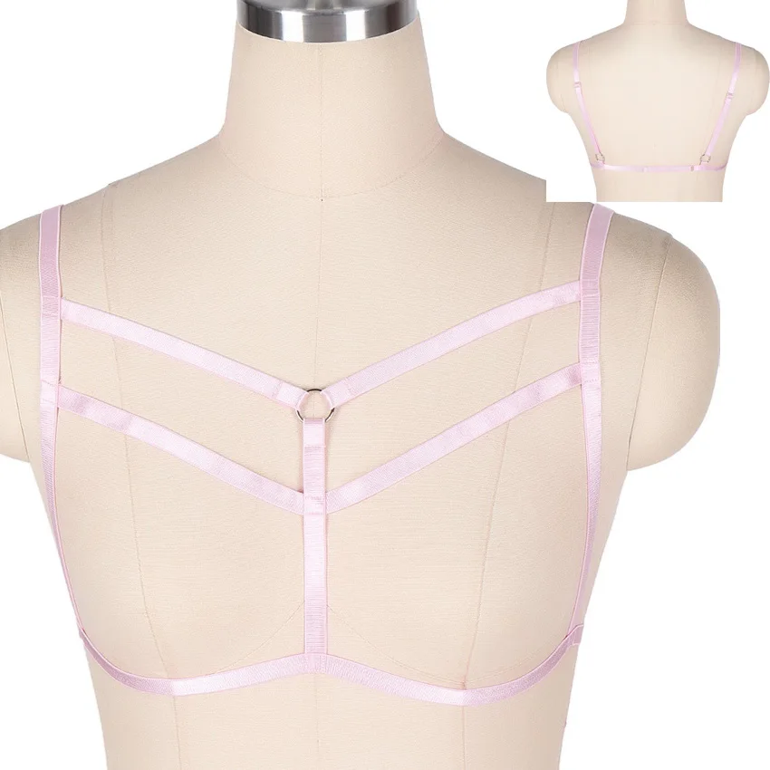 MLCO0471Pink Розовый пентаграмма дизайн Жгут Бюстгальтер выдалбливают Грудь корсет для связывания пастельный, готический пояс жгут для тела Хэллоуин рейв - Цвет: MLCO0471Pink