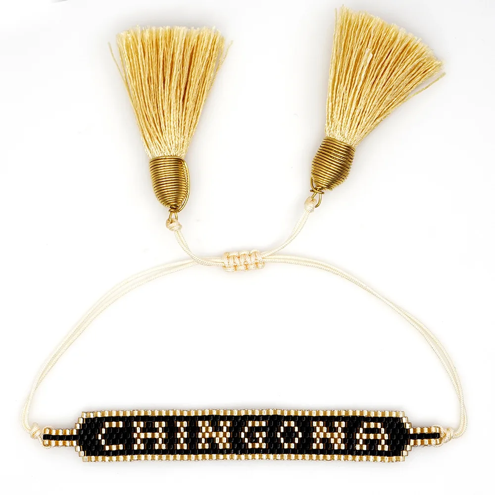 MI-B190507C SHINUSBOHO MIYUKI браслет CHINGONA-power браслеты с буквами кисточкой ювелирные изделия Pulseras Mujer Moda для женщин Bileklik Insta Мода - Окраска металла: MI-B190507C
