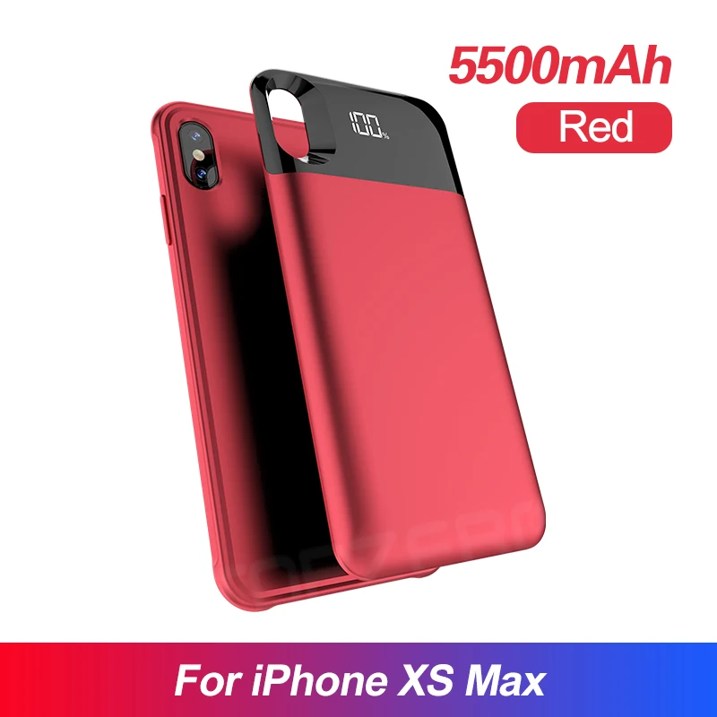 5500 мАч чехол для батареи для iPhone X XS XR XS MAX портативный светодиодный внешний аккумулятор с разъемным магнитным внешним аккумулятором чехол - Цвет: Red For XS MAX