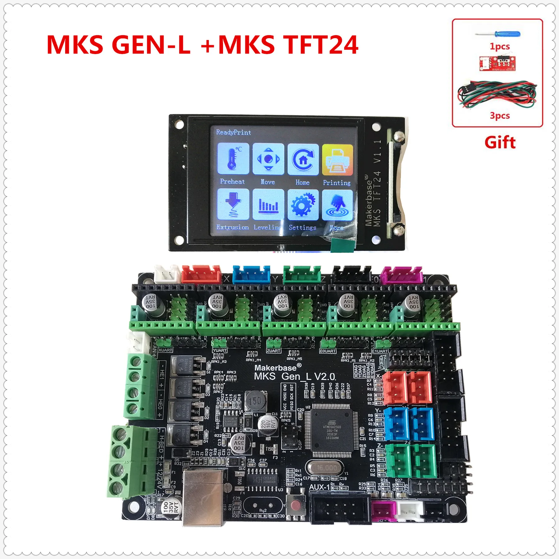 MKS GEN-L 2.0 motherboard MKS TFT24 touch screen TFT2.4 lcd display MKS WIFI 3D printer shield control panel diy starter kit