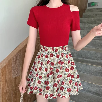 

PX2056 Women's strapless slim knit short sleeve T-shirt