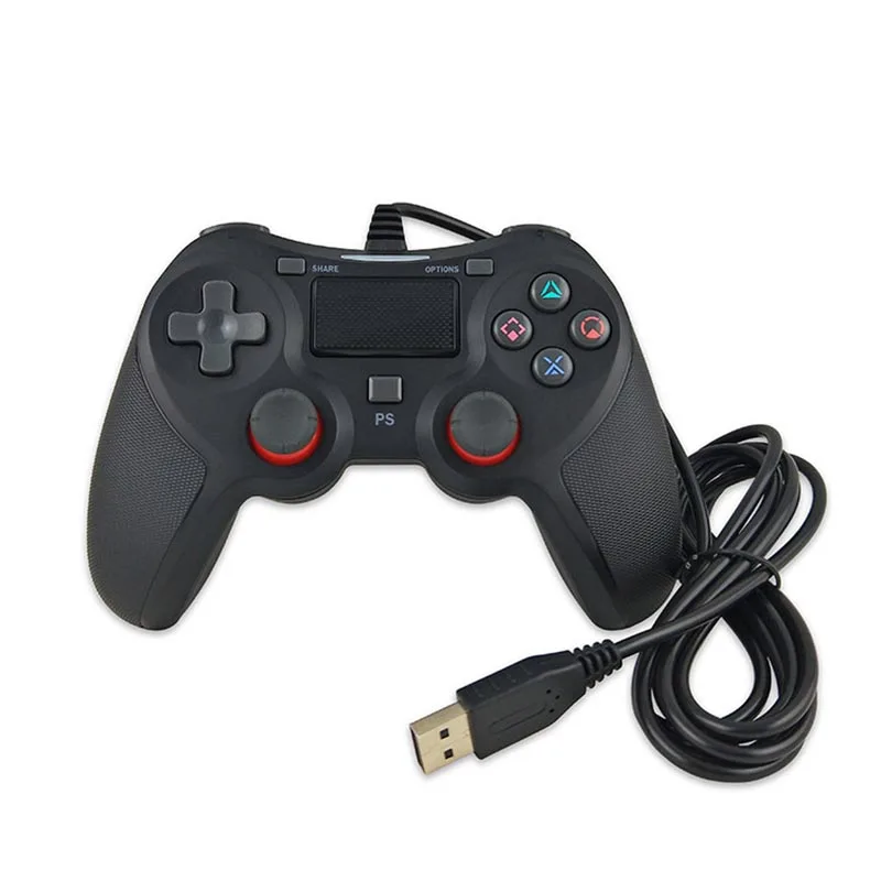 Dualshock 4 проводной джойстик usb для PS4 джойстик геймпад Shock для PS4 консоль для Playstation 4 Joypad Playstatation - Color: Black