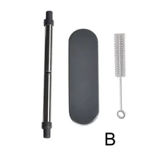 Горячая многоразовая Складная соломинка из нержавеющей стали с кисточкой портативный ящик для хранения TI99