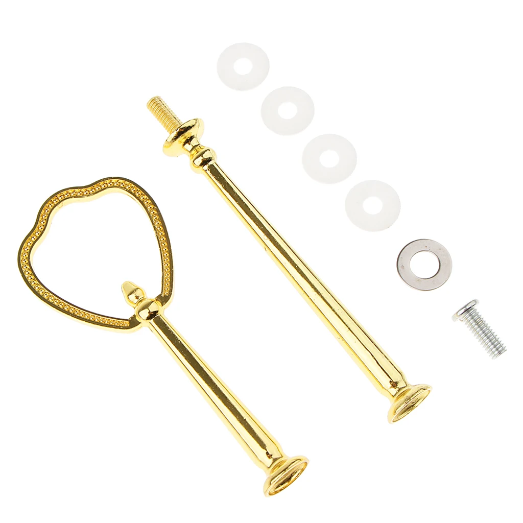 2 Tier Cake Holder Dessert Fruit Plate Stand Center Handle Fitting Silver/Gold