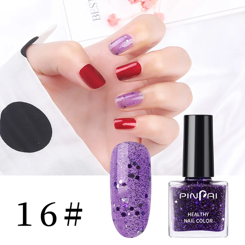 NO.16 Pinpai 37 цветов Быстросохнущий лак для Ногтей Стойкий лак для ногтей авокадо с красными блестками серия "сделай сам" маникюрный лак для ногтей 6 мл - Цвет: NO.16