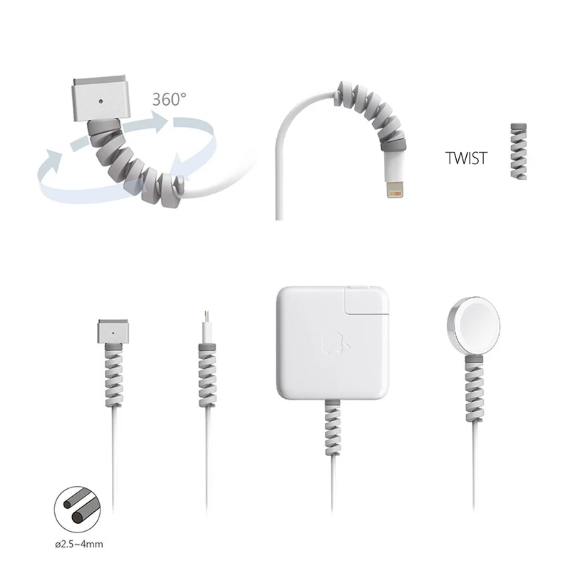 10 шт. кабель протектор спиральные силиконовые намотки провода шнур Органайзер Обложка для Apple iPhone 8X11 кабель Шнур USB зарядное устройство протектор
