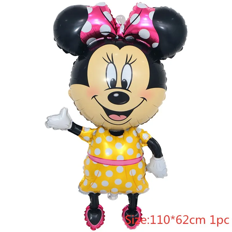 Yellow Minnie 112 см гигантский Микки Минни Маус фольгированные шары мультфильм детский день рождения украшения детский душ принадлежности игрушки подарки - Цвет: Yellow Minnie