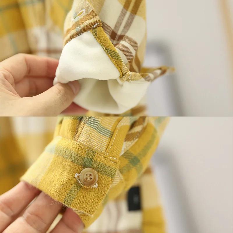 Baby Boys' and Girls' Casual All-around Plaid Plush Shirt