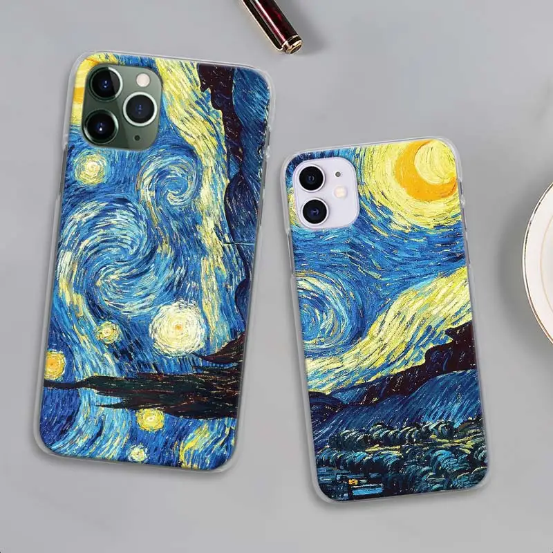 iphone 12 pro max leather case paintings Starry Night Van Gogh Phone Case for iPhone 12 Mini 11 13 Pro Max X XR XS MAX for iPhone 6 6s 7 8 Plus 5 5S SE Cover iphone 12 pro max leather case