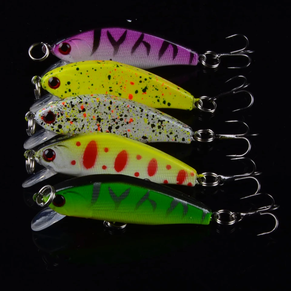 

5pcs Wobblers Jerkbait 5 Colors 55mm 3.4g Hard Bait Minnow Crank Fishing lures Crankbait Bass Fresh Salt water #8 Sharp Hooks