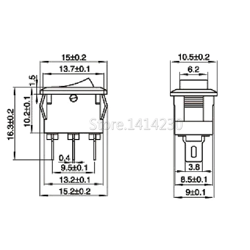 100 шт. выключатель питания 3 Pin AC 3A 250V 10*15 мм черный кнопка включения выключения 10X15 мм Мини Переключатель