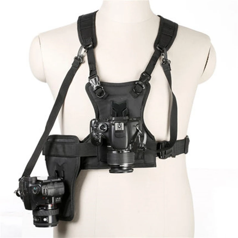 Мульти камера несущая жилет фотографа с двойной боковой чехол ремень для Canon Nikon sony DSLR камеры