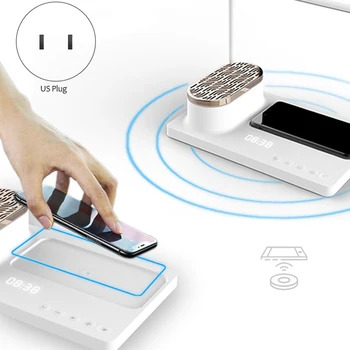 

Top-LED Audio Table Lamp Smart Home Beacon Multi-Function Desk Lamp with Wireless Charger and Bluetooth Speaker, Phone Stand US