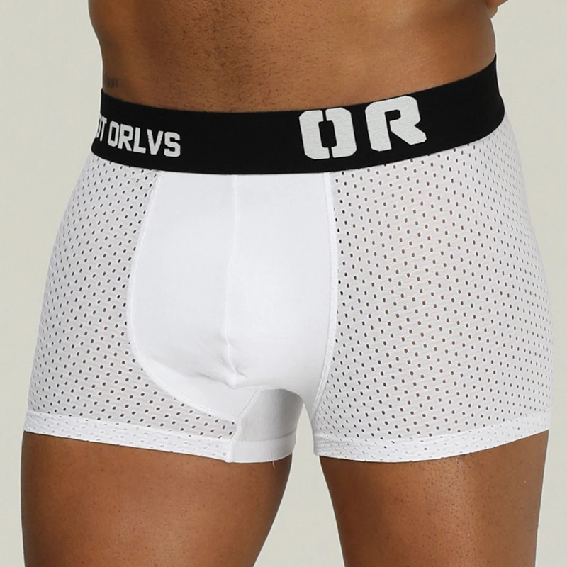 ORLVS Brand men underwear boxer cotton mens underpants comfortable underwear male panties breathable U Pouch men shorts for gay - Цвет: OR207-white