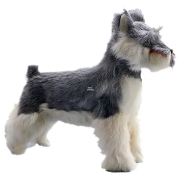 

16" Simulation Standard Schnauzer Medium-Sized Dog The Pet Dog Home Decorations Holiday Gift Fur Action Figure Toy BOX 42CM X168