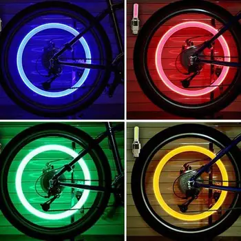 

1pair Bicycle LED Light Tire Valve Cap Bicycle Flash Light Mountain Road Bike Cycling Tyre Wheel Lights LED Neon Lamp Cover Whee
