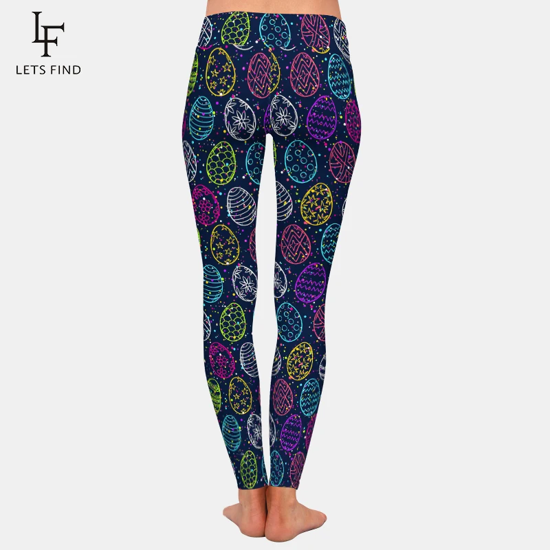 LETSFIND Easter Eggs Digital Printed Womens Leggings Fashion High Waist Plus Size Soft Fitness Elastic Leggings leggins