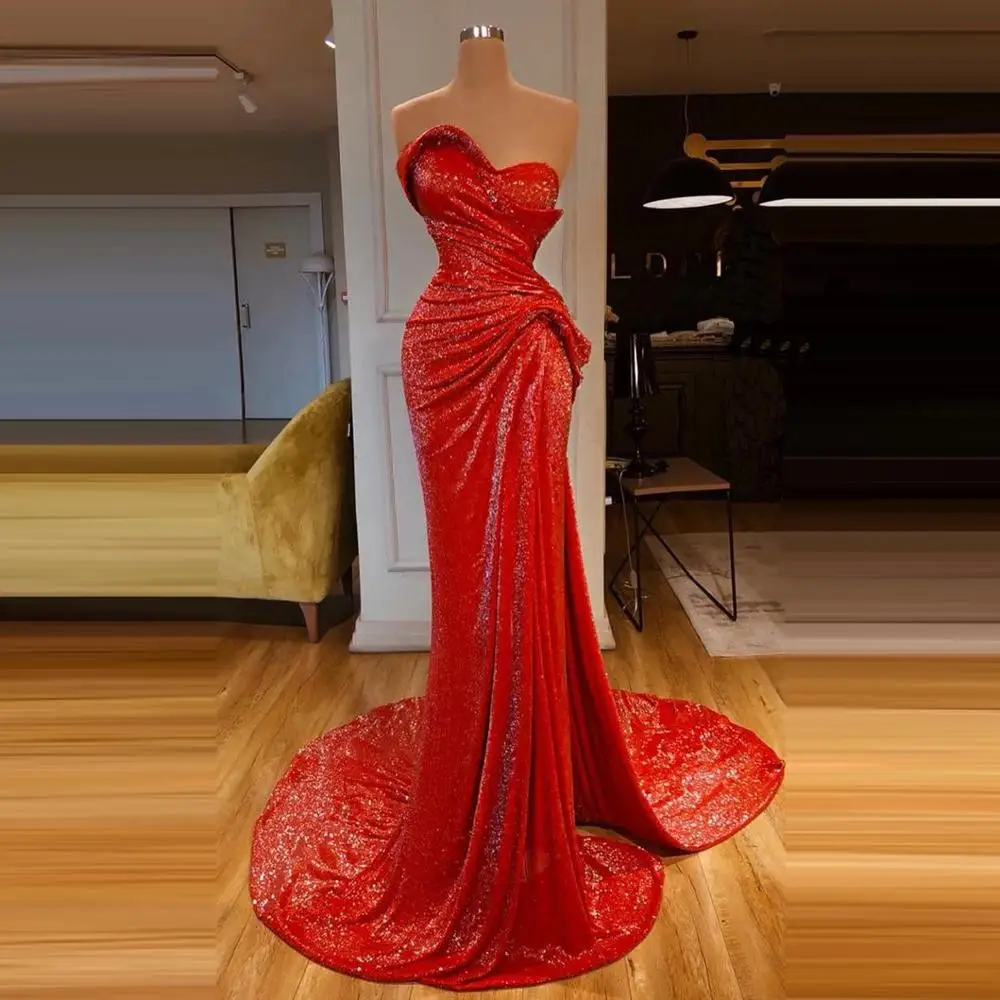 Платья для выпускного вечера длинные красные с блестками сексуальные высоким