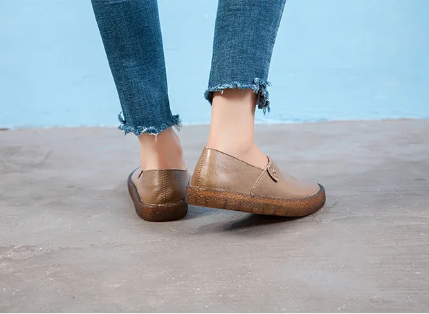 Women Shoes Spring Summer Flat Loafers Genuine Leather Slip on Casual Shoes for Women Vintage Hand Made Flats High Quality