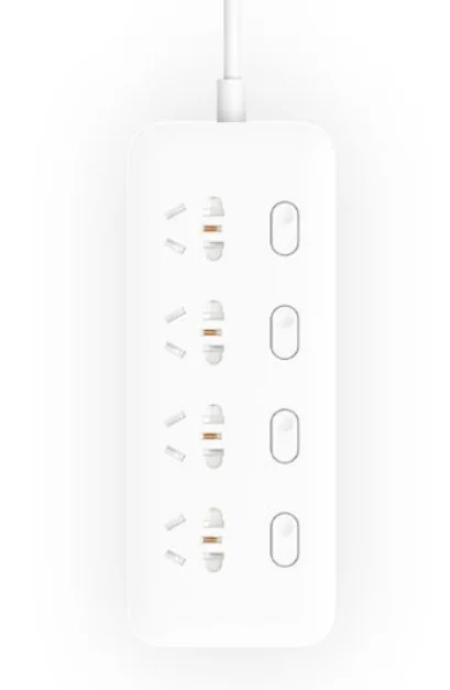 Удлинитель Xiaomi Mijia Power Strip (4 розетки) Модель: MJCXB4 02QM Термоустойчивость До 750 ºС Макс.