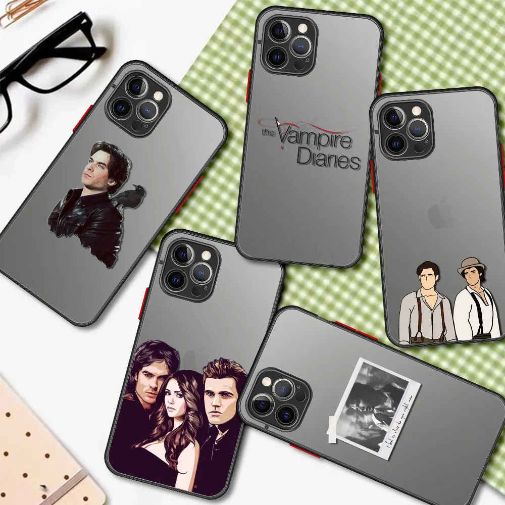 Shockproof Matte Case For iPhone 11 12 Pro Max 13 Mini SE 2020 XR 7 8 Plus X XS 6 6S Silicone Phone Cover The Vampire Diaries | Мобильные
