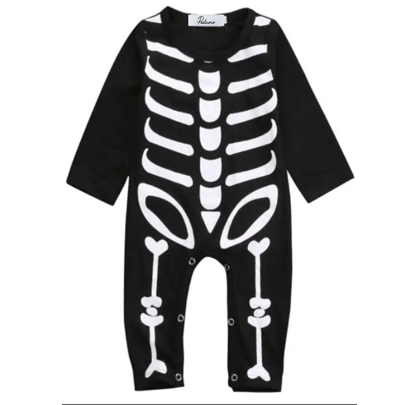 Halloween Baby Rompers Long Sleeve Jumpsuit Skull Novelty Newborn Infant Toddler Boys Girls Costume Outfits Clothing 0-24M