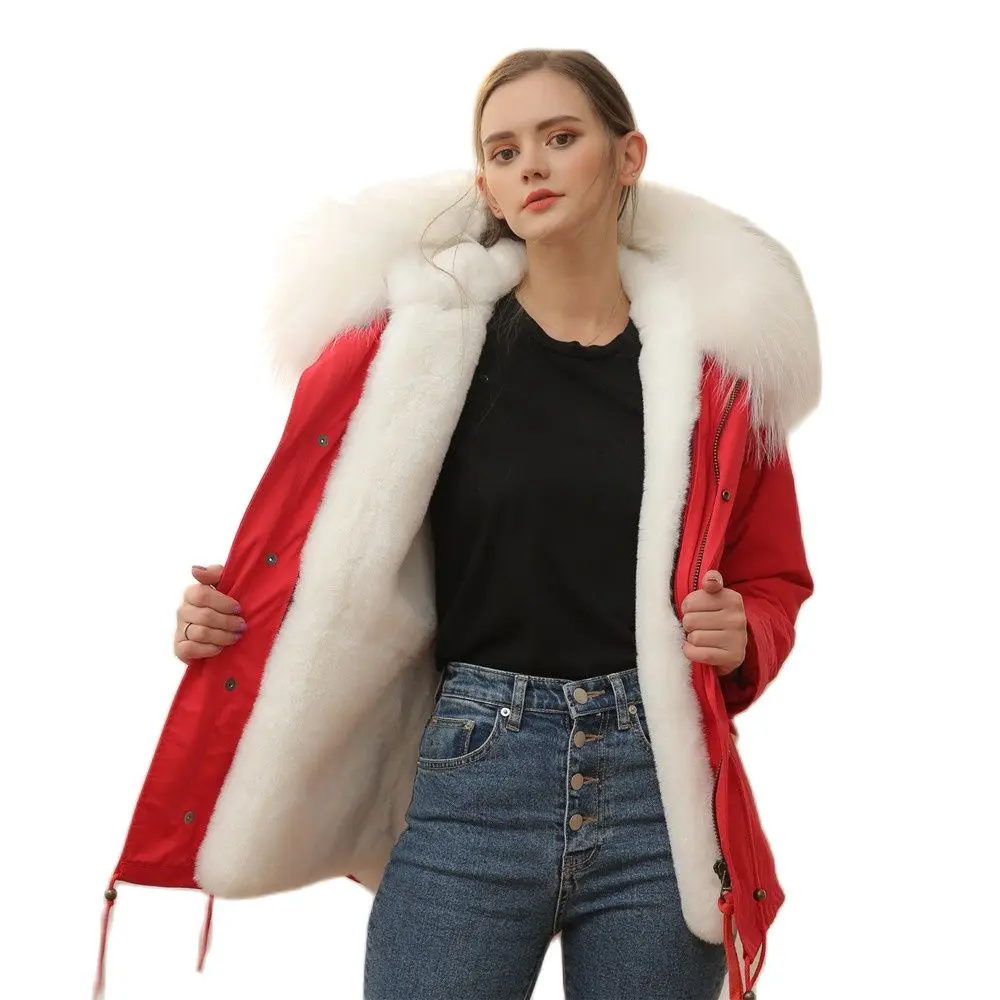 Short Parka White Faux Fur Liner 