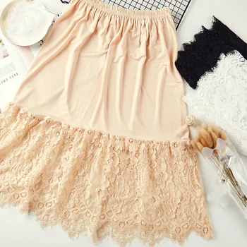 

2020 Fashion New Women Elegant Sexy Lace Hollow Out Skirts Solid Mesh Skirt Summer High Waist Skirt