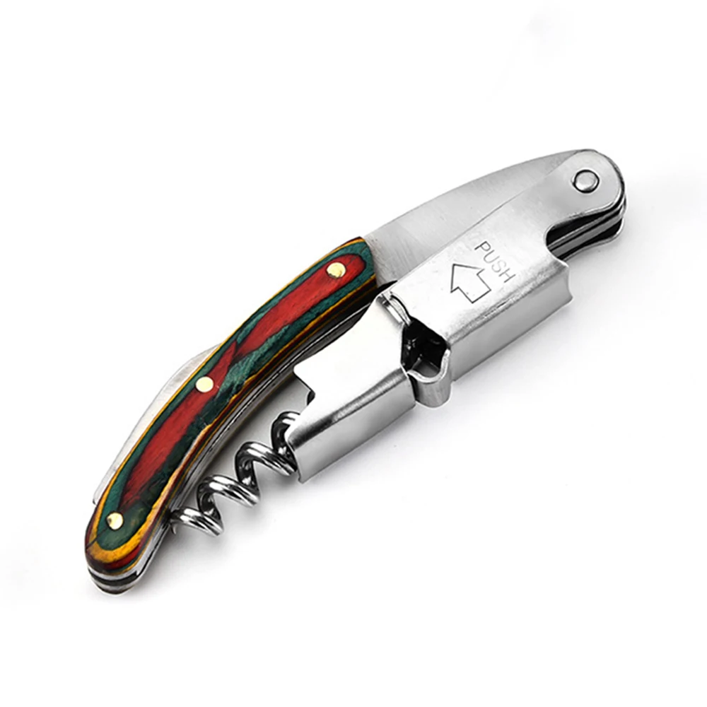 Professional Bottle Opener Double Hinged Waiters Corkscrew Wine Bottle Opener All-in-one, Multifunction Wine Beer Bottle Openers - Цвет: LLX4726